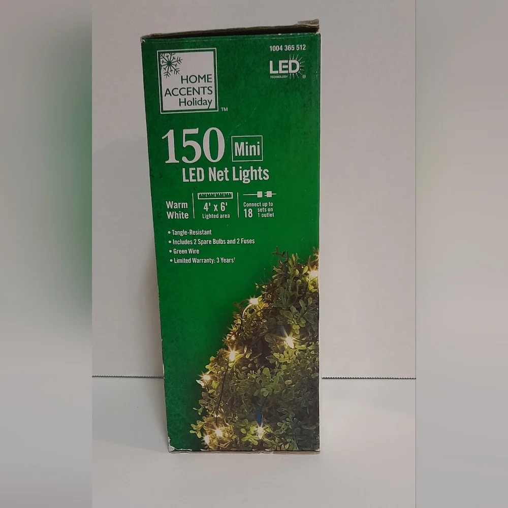 4x6 Net Mini LED 150 Warm White Lights. Home Accents Holiday Green Wire New